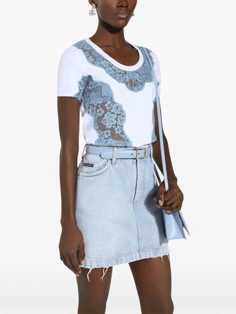 Dolce & Gabbana logo-plaque denim skirt - Blue