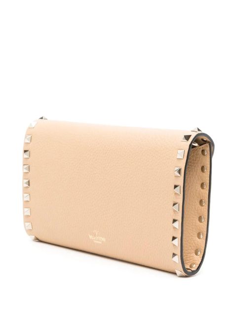 Valentino Garavani Rockstud leather clutch bag - Brown