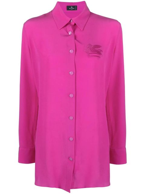 ETRO Pegaso-appliqué silk shirt - Pink - zdjęcie produktu nr 1