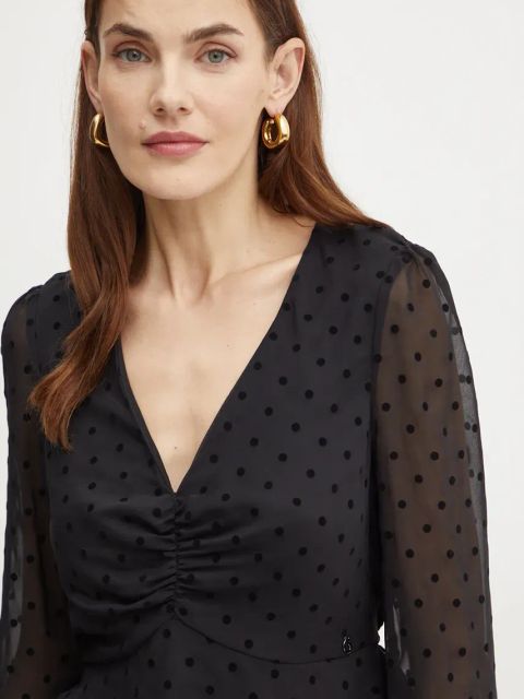 Guess bluzka OLYMPE damska kolor czarny wzorzysta W4BH64 WGLF0