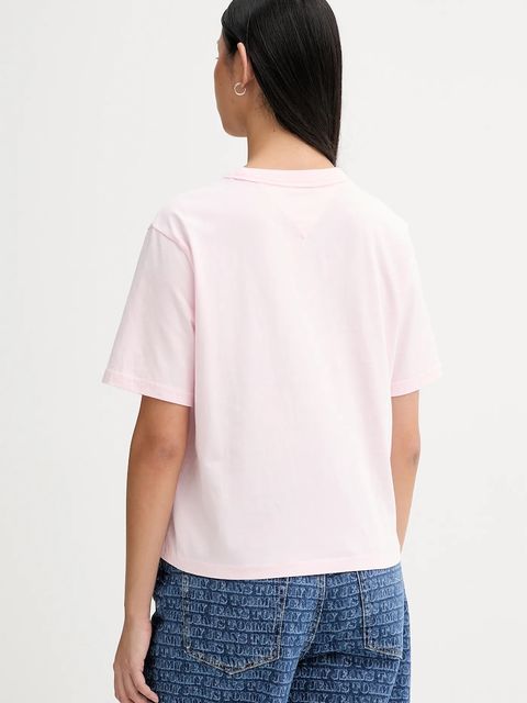 Tommy Jeans t-shirt bawełniany damski kolor różowy DW0DW22202