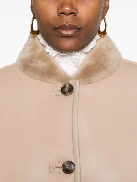Yves Salomon fur-collar buttoned coat - Brown