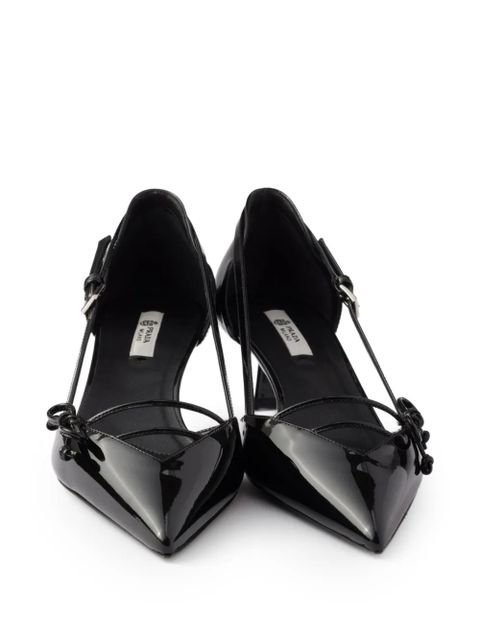 Prada open-side patent-leather heeled pumps - Black