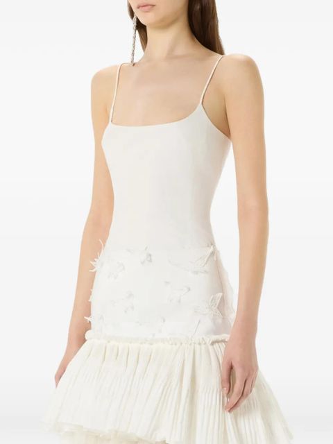 Blumarine butterfly-appliqué pleated maxi dress - White