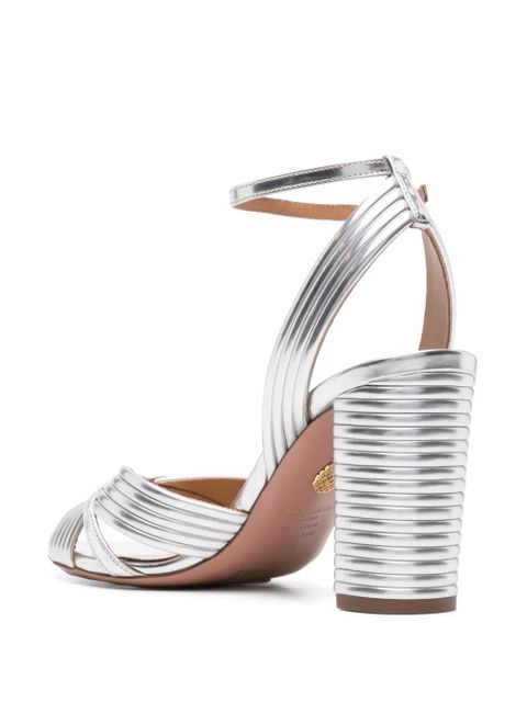 Aquazzura Very Sundance 85mm metallic sandals - Silver