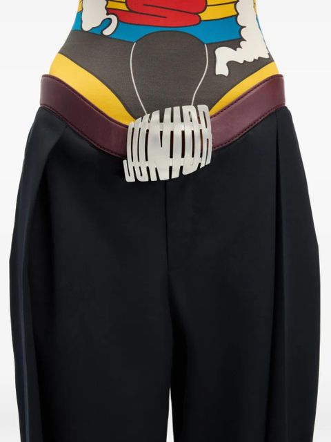 Jean Paul Gaultier integrated leather belt trousers - Black