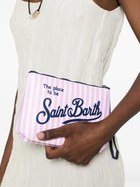 MC2 Saint Barth Aline striped logo-print clutch bag - Pink - zdjęcie produktu nr 2