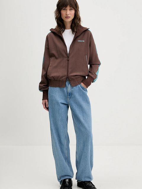 adidas Originals bluza Tailored Tt damska kolor brązowy z aplikacją JX5311