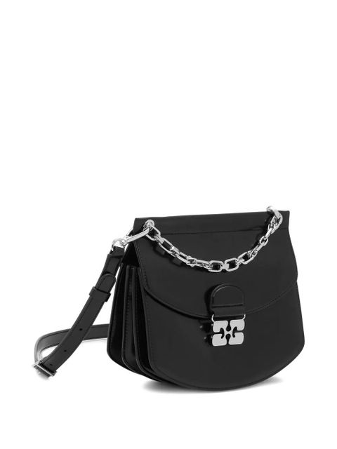 GANNI logo-plaque cross body bag - Black