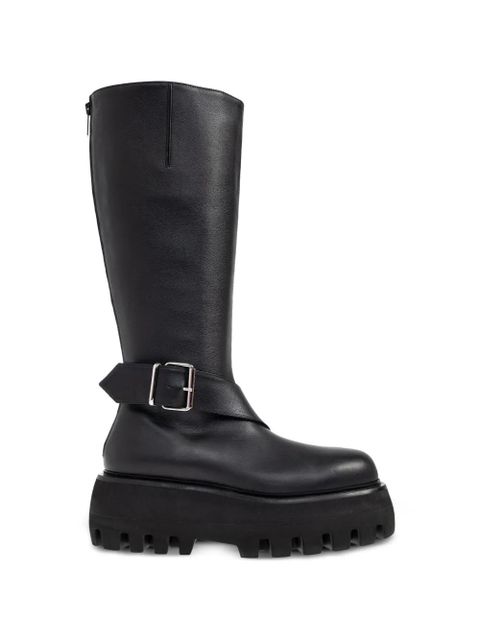 Alexander McQueen buckle platform leather biker boots - Black - zdjęcie produktu nr 1