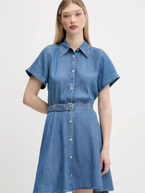 HUGO sukienka kolor niebieski mini rozkloszowana 50538862 - zdjęcie produktu nr 1