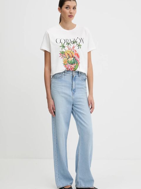 Farm Rio t-shirt bawełniany damski kolor biały 336505 - zdjęcie produktu nr 2