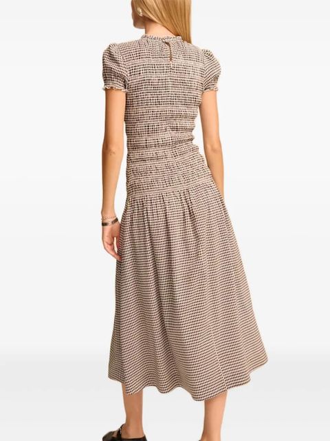 Reformation gingham smocked dress - Neutrals - zdjęcie produktu nr 2