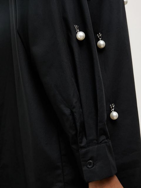 Answear.LAB koszula bawełniana damska kolor czarny regular z kołnierzykiem klasycznym