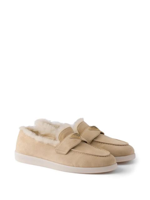 Prada suede shearling mules - Neutrals - zdjęcie produktu nr 2