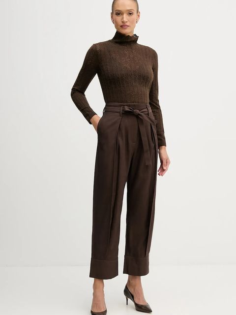 United Colors of Benetton sweter damski kolor brązowy lekki z półgolfem 5W77DQ0AT