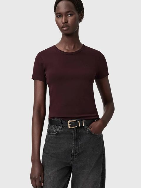 AllSaints t-shirt bawełniany damski kolor czerwony W285JC - zdjęcie produktu nr 1