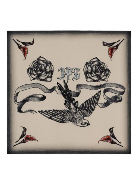 Jean Paul Gaultier bird tattoo print silk scarf - Neutrals - zdjęcie produktu nr 1