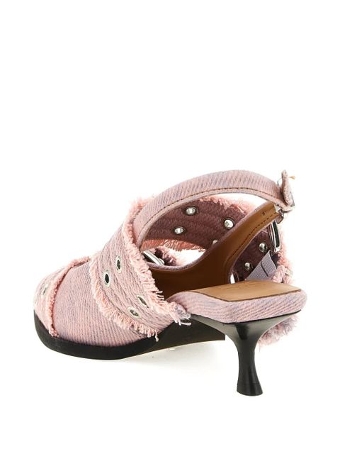 GANNI 50mm buckle fringed pumps - Pink