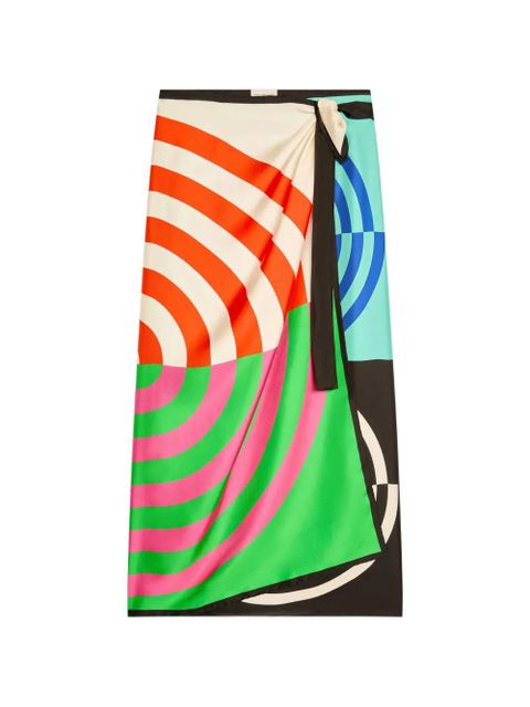 DRIES VAN NOTEN wrap printed midi skirt - Green - zdjęcie produktu nr 1