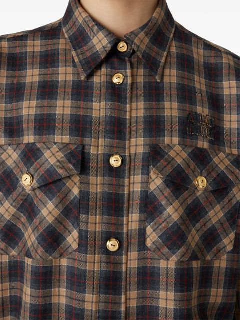 Miu Miu tartan wool shirt - Brown
