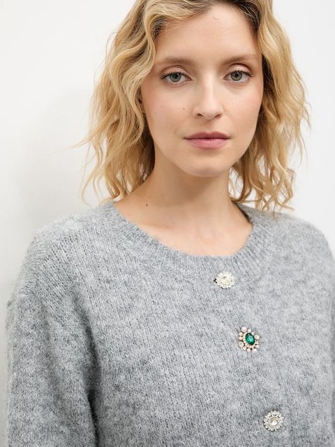 Answear.LAB kardigan z wełną damski kolor szary