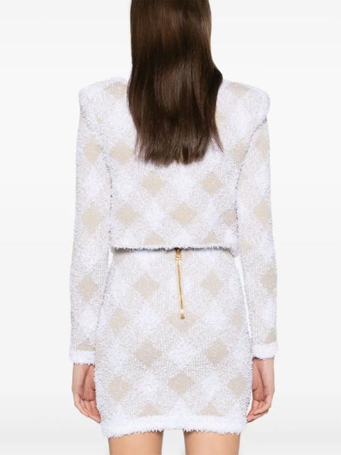 Balmain gingham tweed jacket - White