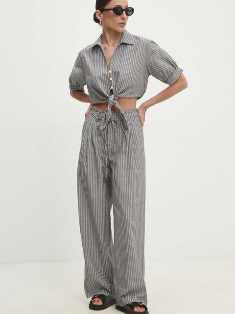 Answear.LAB koszula damska kolor szary relaxed z kołnierzykiem klasycznym