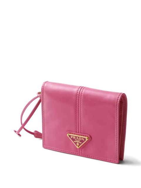 Prada logo-plaque leather wallet - Pink