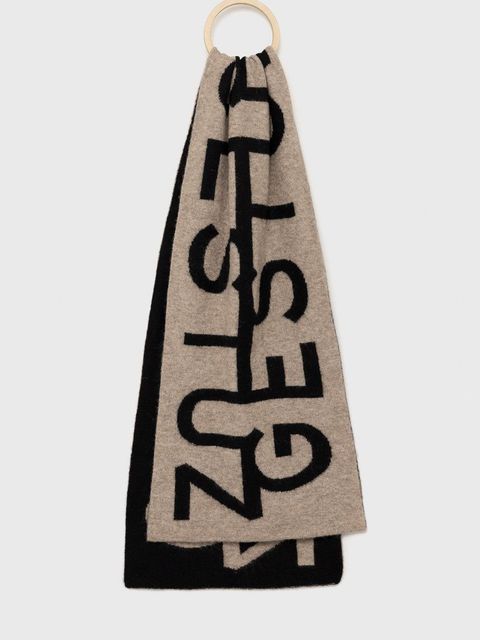 Gestuz szalik wełniany kolor brązowy wzorzysty