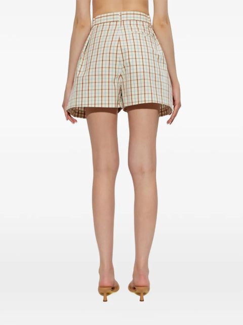 Victoria Beckham check-pattern pleated shorts - White