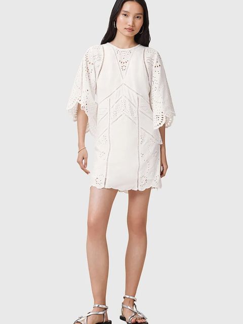 AllSaints sukienka bawełniana LUCI kolor biały mini prosta W138DC