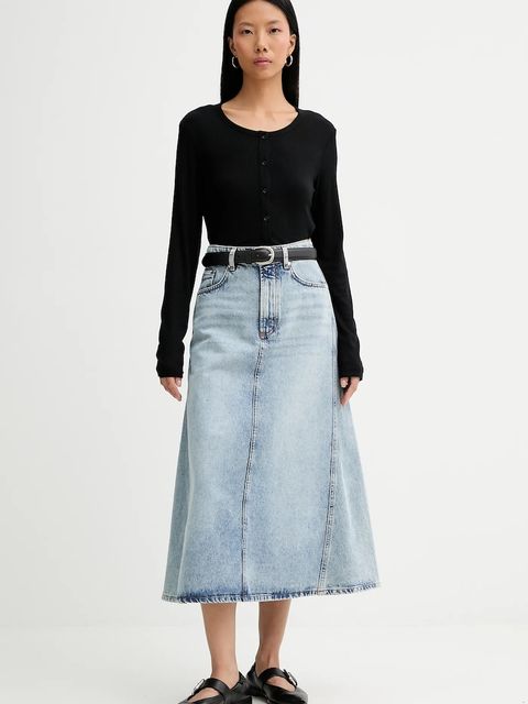 Marc O'Polo spódnica jeansowa kolor niebieski midi rozkloszowana 5000007233 - zdjęcie produktu nr 2