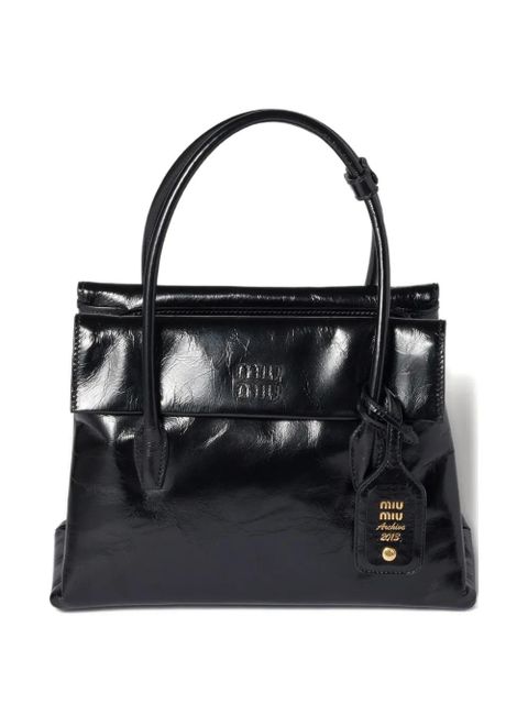 Miu Miu Solitaire leather tote bag - Black - zdjęcie produktu nr 1