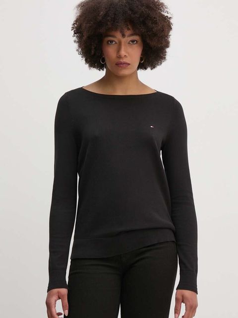 Tommy Hilfiger sweter damski kolor czarny lekki WW0WW40099