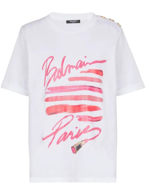 Balmain Lipstick-print T-shirt - White - zdjęcie produktu nr 1