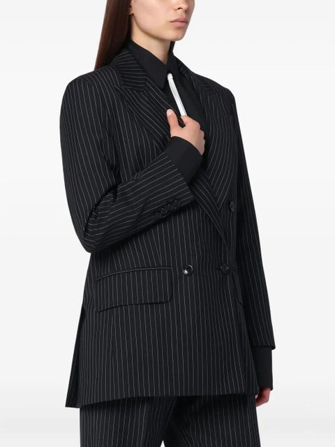 Max Mara striped-pattern double-breasted blazer - Black