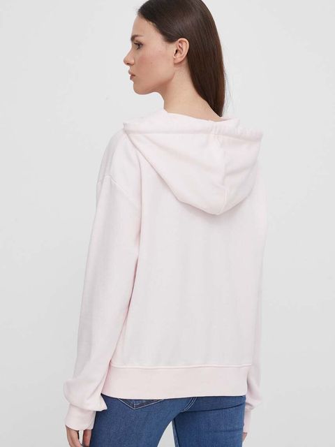 Pepe Jeans bluza Lana damska kolor różowy z kapturem z nadrukiem PL581440