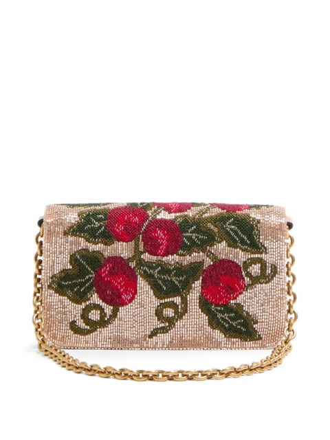 Valentino Garavani Vain Cherryfic embroidered clutch bag - Neutrals