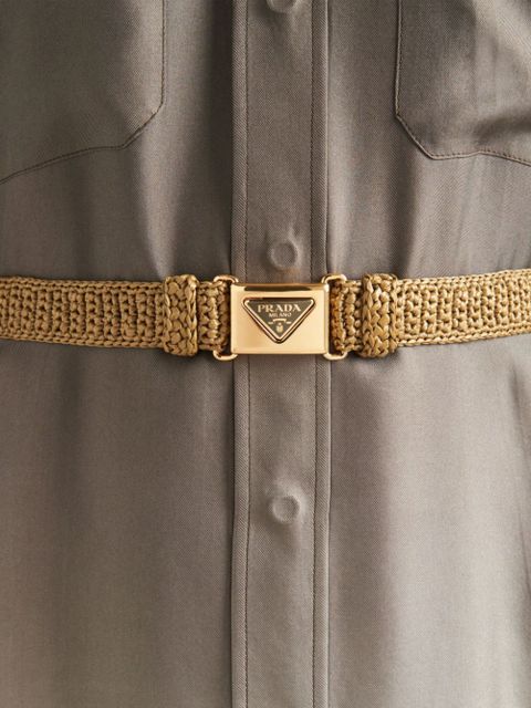 Prada triangle-logo crochet belt - Green - zdjęcie produktu nr 2