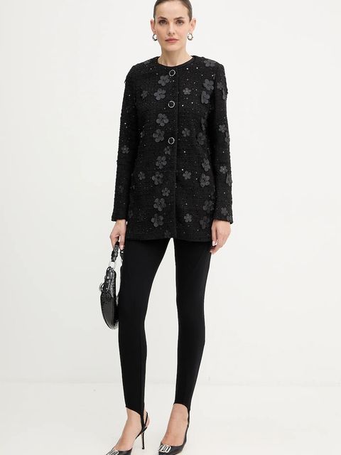 Twinset płaszcz kolor czarny 252TP2400