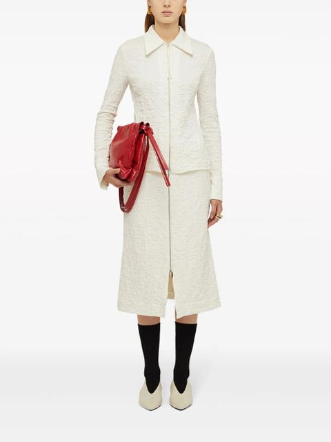 Jil Sander textured-finish zip-up midi skirt - White - zdjęcie produktu nr 2