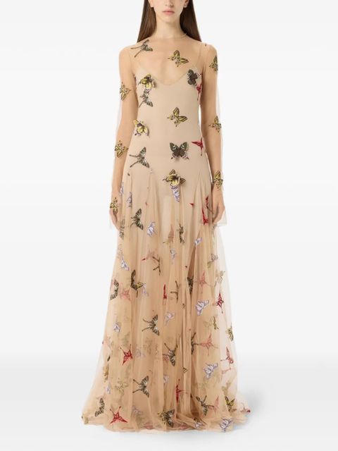 Blumarine butterfly-embroidered maxi dress - Neutrals - zdjęcie produktu nr 2