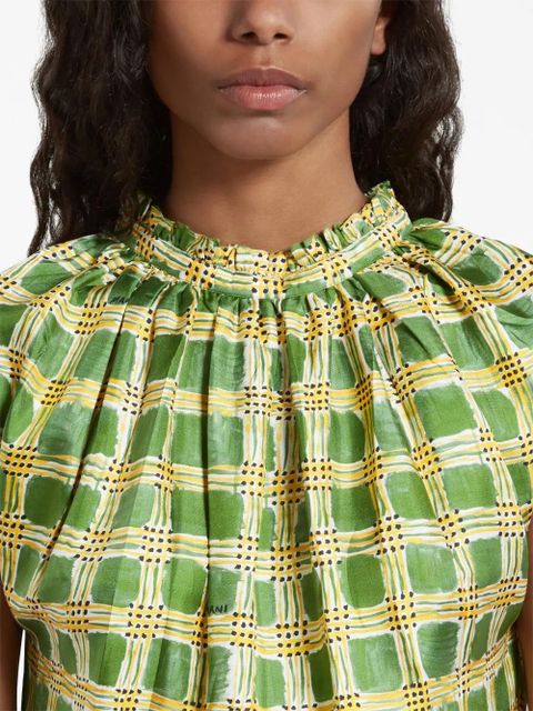 Marni Check Fields silk minidress - Green