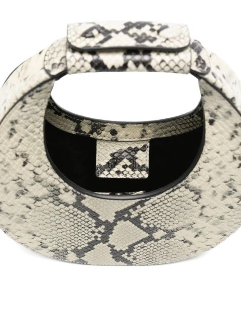 STAUD Goodnight Moon snakeskin top-handle tote bag - White