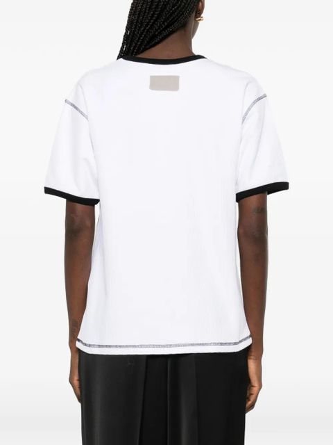 Aya Muse waffle trim T-shirt - White