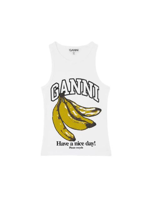 GANNI banana-print tank top - White - zdjęcie produktu nr 2
