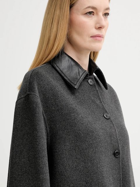 Nanushka płaszcz z dodatkiem wełny kolor szary NW25FWJK27994