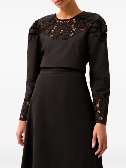 Marie Oliver Dori lace long-sleeve blouse - Black