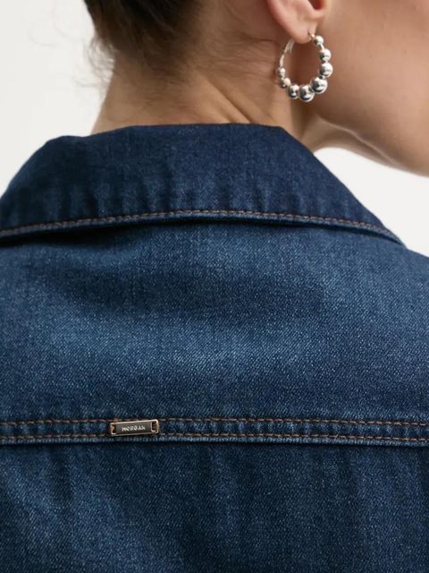 Morgan sukienka jeansowa kolor granatowy mini dopasowana